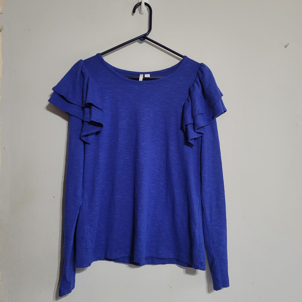 Women's Blue Ruffle Sleeve Top‎ Large